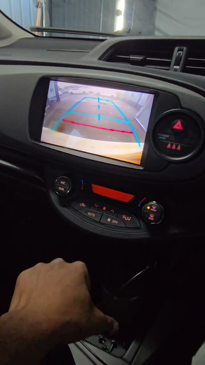 Reverse camera view on a fitted car screen